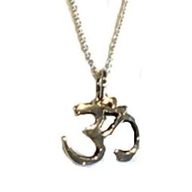 OM 2 SS: Silver Small 'OM' Pendant & Chain (wholesale)