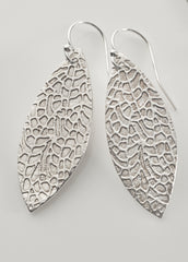 Slender leaf earrings in sterling silver