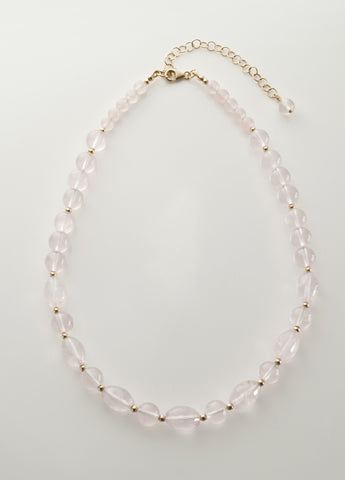 Rose Quartz Necklace with 14K gold filled