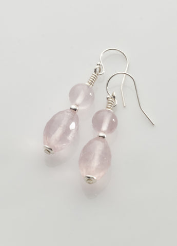 Rose Quartz Earrings with sterling silver