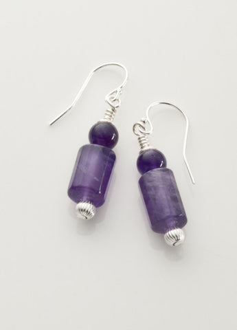 Amethyst (mid-tone) Earrings with Sterling Silver