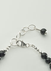 Black Onyx and Clear Quartz Crystal Bracelet *2 with Sterling Silver