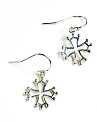 Cathar Cross Drop Earrings in Sterling Silver