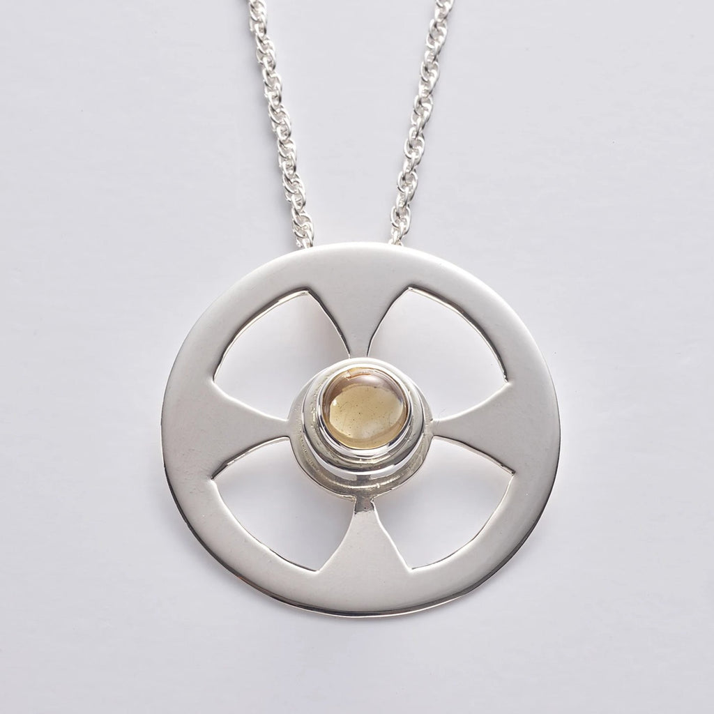 Celtic Contemporary Cross in sterling silver with Citrine
