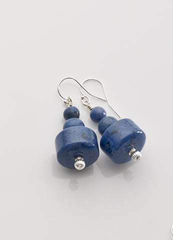 Dumortierite Chunky Earrings with Sterling Silver