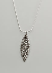 Mackintosh rose sterling silver pendant, marquise