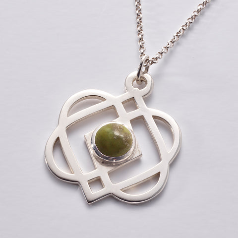 ONS 3b SS: Silver Large 'ONENESS' Pendant & Chain, with Connemara Marble (wholesale)