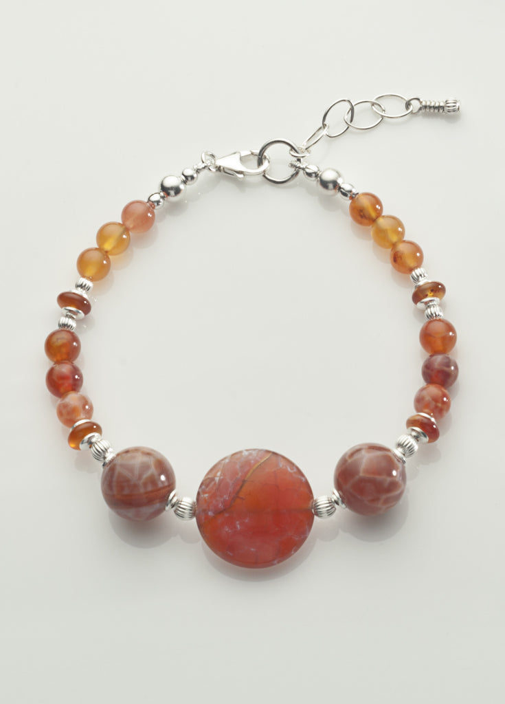 Fire Agate Bracelet with Sterling Silver