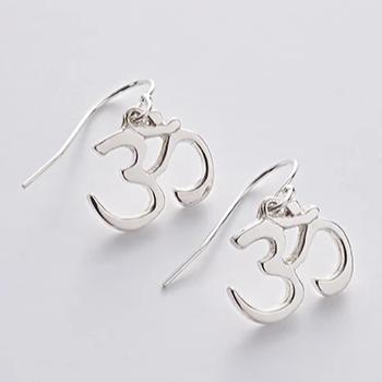 OM 3 SS: Silver 'OM' Drop Earrings (wholesale)