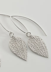 Rounded leaf earrings in sterling silver