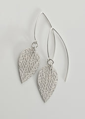 Rounded leaf earrings in sterling silver