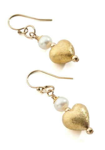 Vermeil and pearl heart earrings