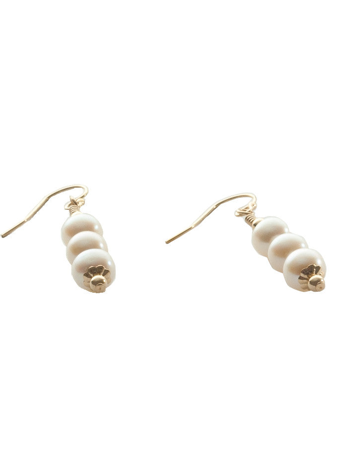 Triple pearl drop earring with 14K gold filled
